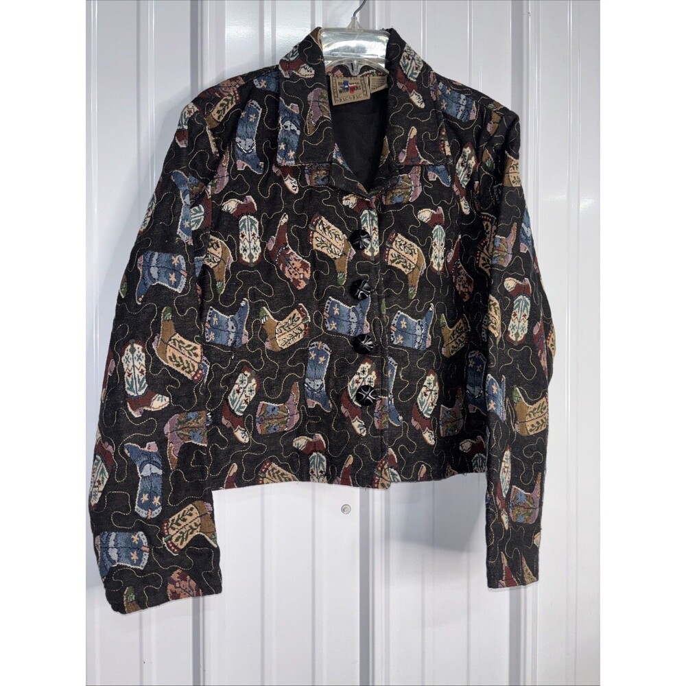 Vtg Don’t Mess With Texas Womens Cropped Western Jacket with Boots Size Large